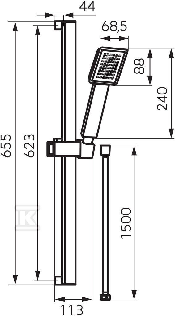 Zestaw natryskowy przesuwny SINUS - N170B